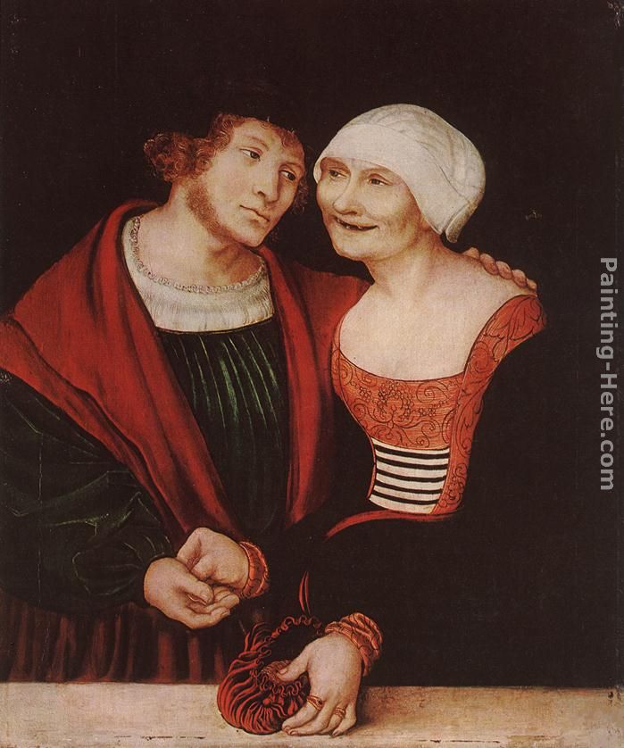 Amorous Old Woman and Young Man painting - Lucas Cranach the Elder Amorous Old Woman and Young Man art painting